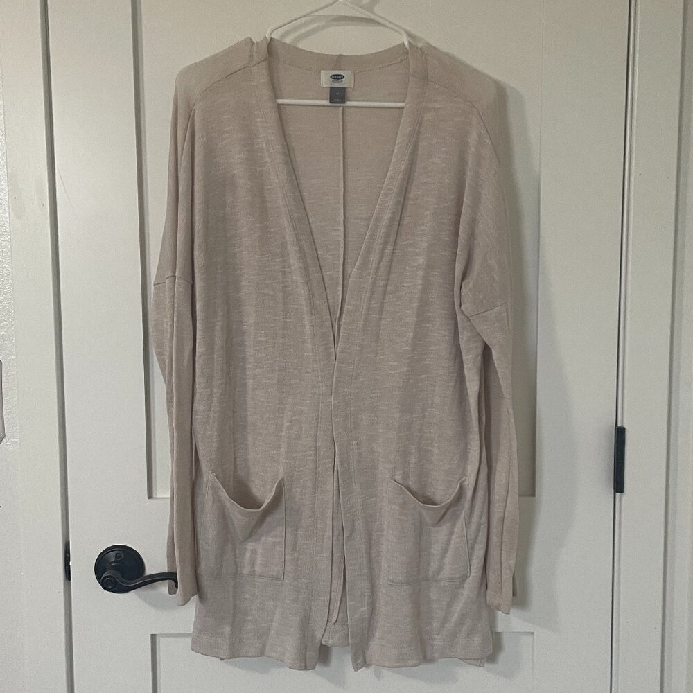 Old Navy Cardigan, long line, light sweater, Medium, stone color